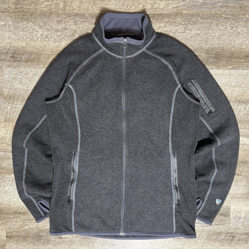 Kuhl Alfpaca Fleece Kashmira Full Zip Jacket Men's S Gray Contrast Stitching